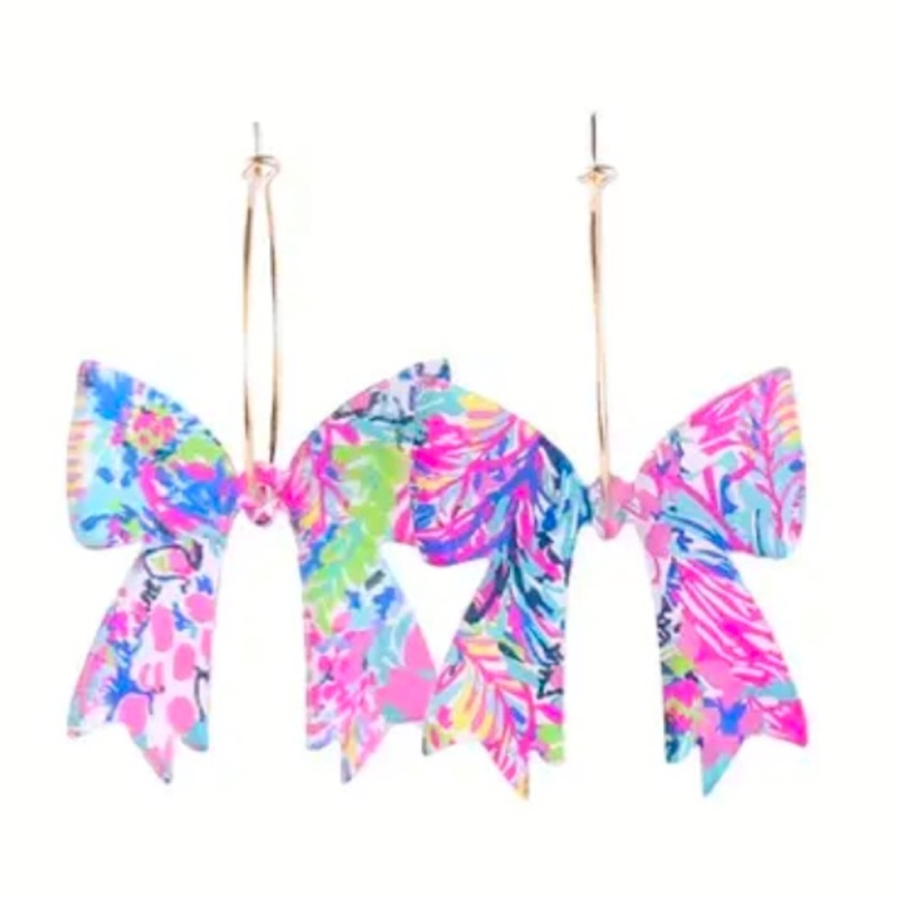 NEW Lilly Pulitzer Beach Colorful Bow Hoop Earrings